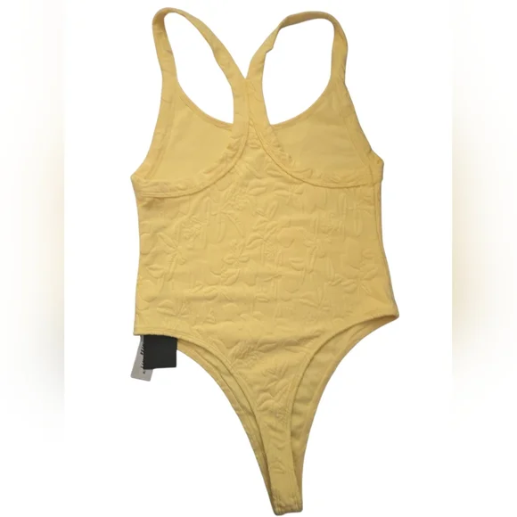 Twenty Montreal 3D Knit Citron One Piece Swimsuit Thong Textured Yellow Medium - Picture 4 of 12
